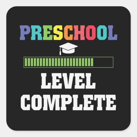 プリスクール完了新学期ビデオゲーマーギフト スクエアシール (正面)