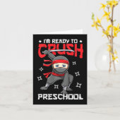 プリスクール新学期Nを潰す準備ができている子供 カード (黄色い花)