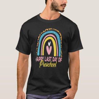 プリスクール最後の日 おめでとう 虹 レオパード 先生 Tシャツ