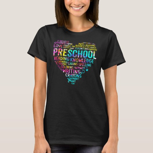 プリスクール絞り染めハート新学期_1 Tシャツ (正面)