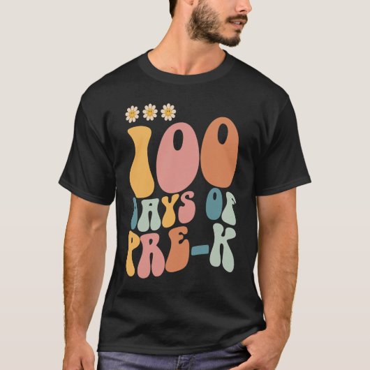 プリスクール100日目 おめでとう！100日目の学校の先生 Tシャツ (正面)