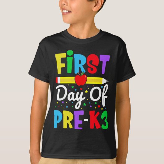 プリスクール3の初日 レインボー 幼児 Tシャツ (正面)