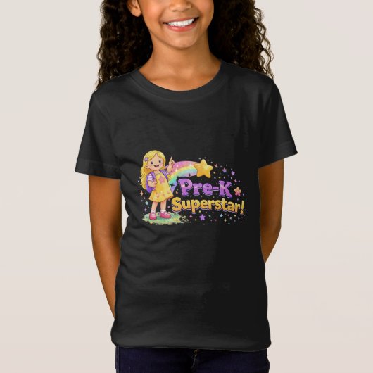 プリスクール スーパースター - 明るい子供たちのデザイン Tシャツ (正面)