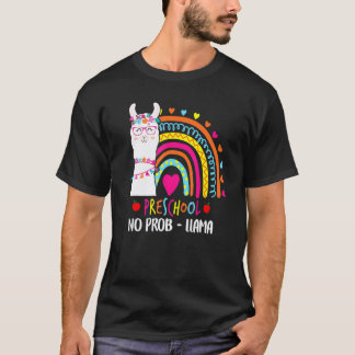 プリスクール+難無し+ラマ+先生+レインボー+バックトゥスクール Tシャツ