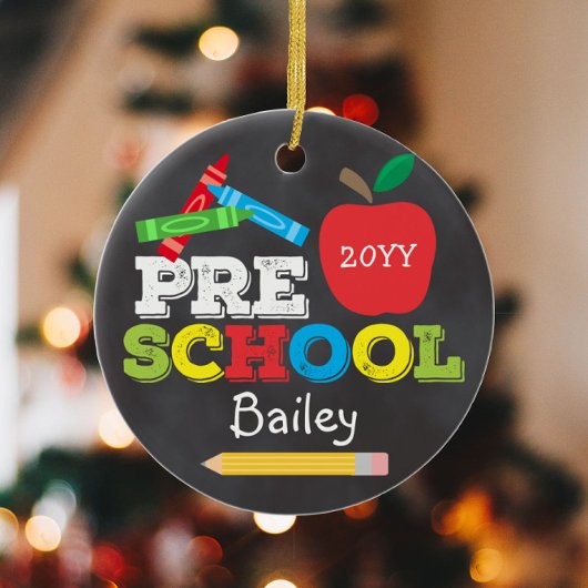 プリスクールKeepsake Chalkboard Kidsのカラフル写真 セラミックオーナメント