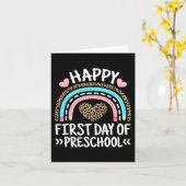 プリスクールleopard rainbowの幸せな最初の教え日 カード (黄色い花)