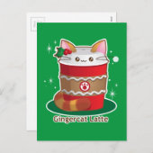 プリスタポーフィー：かわいいホリデージンジャーキャットコーヒー シーズンポストカード (正面/裏面)