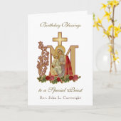 プリスト誕生日恵みお祝いヴァージンマリー カード (黄色い花)