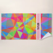 プリズムカラフル幾何学的万華鏡のように千変万化するパターンレインボー ビーチタオル (正面)