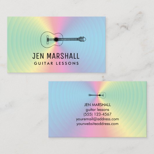 プリズムカラーのギターシルエット 名刺 (正面/裏面)
