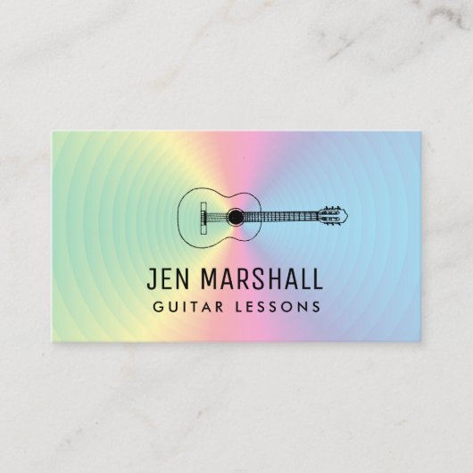 プリズムカラーのギターシルエット 名刺 (正面)