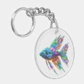 プリズムグロー幾何学魚 キーホルダー (正面左)