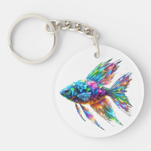 プリズムグロー幾何学魚 キーホルダー (正面)