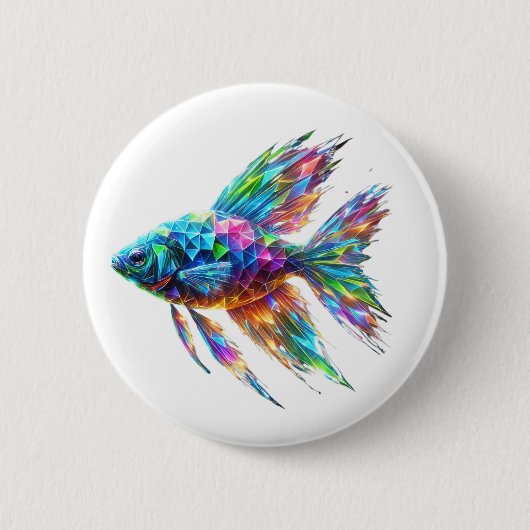 プリズムグロー幾何学魚 缶バッジ (正面)