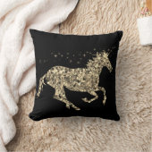 プリズム金ゴールドのユニコーンの粋な装飾の枕 クッション (ブランケット)