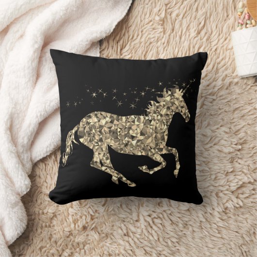 プリズム金ゴールドのユニコーンの粋な装飾の枕 クッション (ブランケット)