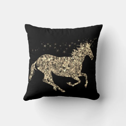 プリズム金ゴールドのユニコーンの粋な装飾の枕 クッション (裏面)