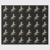 プリズム金ゴールドのユニコーンの黒い包装紙 ラッピングペーパー (フラット)