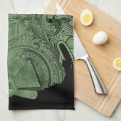 プリズム-すべての見る目-緑 キッチンタオル (四つ折り)