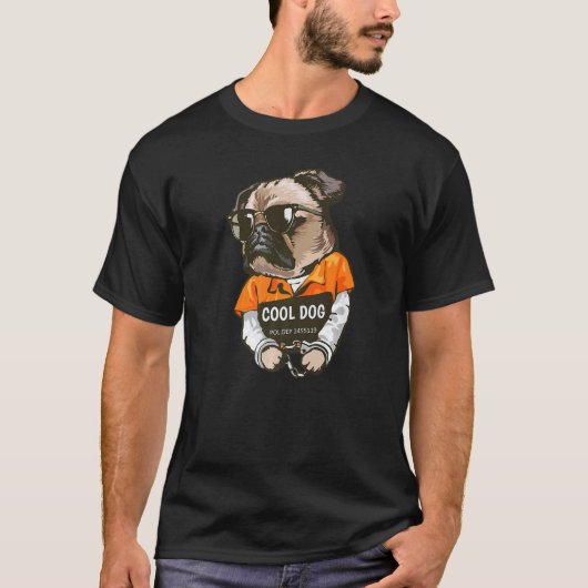 プリズンパグ囚人犬逮捕犬パグ受刑者 Tシャツ (正面)