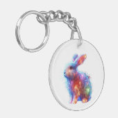 プリズ白熱［赤熱］光を放つムラビット – Ethereal Neon Light Animal キーホルダー (正面左)