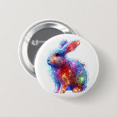 プリズ白熱［赤熱］光を放つムラビット – Ethereal Neon Light Animal 缶バッジ (正面&裏面)