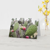 プリックリー·ナシ·サボテンのクローズアップ カード (黄色い花)