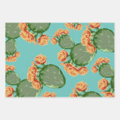 プリックリー·ペア·サボテン&花 ラッピングペーパーシート (正面2)