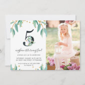 プリッティーボタニカル 5歳の誕生日パーティーの写真 招待状 (正面)