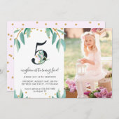 プリッティーボタニカル 5歳の誕生日パーティーの写真 招待状 (正面/裏面)