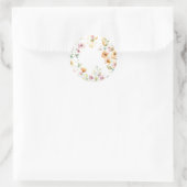 プリッティ ボーホー オレンジ ピンク ウォーターカラー ワイルドフラワーズ ラウンドシール (バッグ)