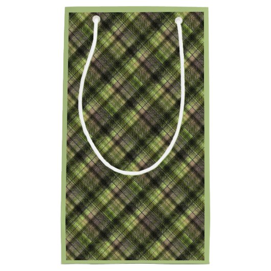 プリッドスコットランドタータンチェックグリーンブラッククラシック スモールペーパーバッグ (正面)