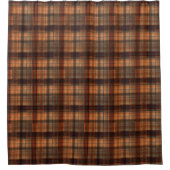 プリッドスコットランドタータンチェックブラウンオレンジブラッククラシック シャワーカーテン (正面)