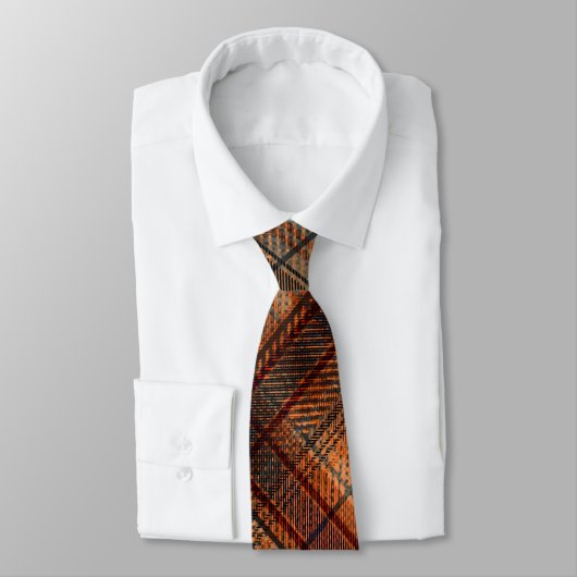 プリッドスコットランドタータンチェックブラウンオレンジブラッククラシック ネクタイ (タイ)