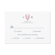 プリッピーなニューイングランドのロブスター結婚式RSVPカード