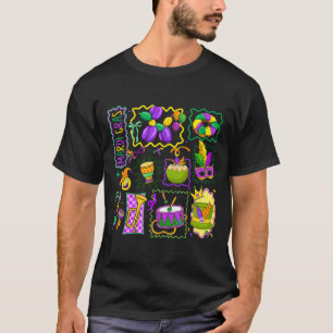 プリッピーなマルディグラの道化師の帽子とマスク キングケーキのカーニバル Tシャツ