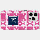 プリッピー スクエア ラティス モノグラム - ピンク & ネイビー Case-Mate iPhoneケース (裏面 (横))