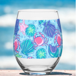 プリッピー ビーチ ピンク カニの殻 ステムなしワイングラス