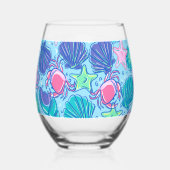 プリッピー ビーチ ピンク カニの殻 ステムなしワイングラス (左)
