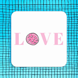 プリッピー ピンク ピックルボール LOVE パーティー スクエアペーパーコースター