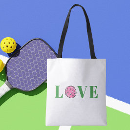 プリッピー ピンク ピックルボール LOVE ホワイト トートバッグ