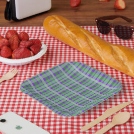 プリッ市松模様にドタータンチェックグリーンストライプオンパープル ペーパープレート