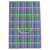 プリッ市松模様にドタータンチェックグリーンストライプオンパープル ミディアムペーパーバッグ (裏面)