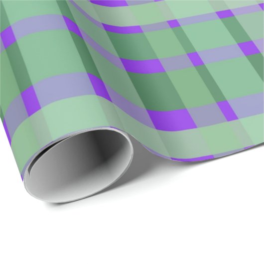 プリッ市松模様にドタータンチェックグリーンストライプオンパープル ラッピングペーパー (ロールコーナー)