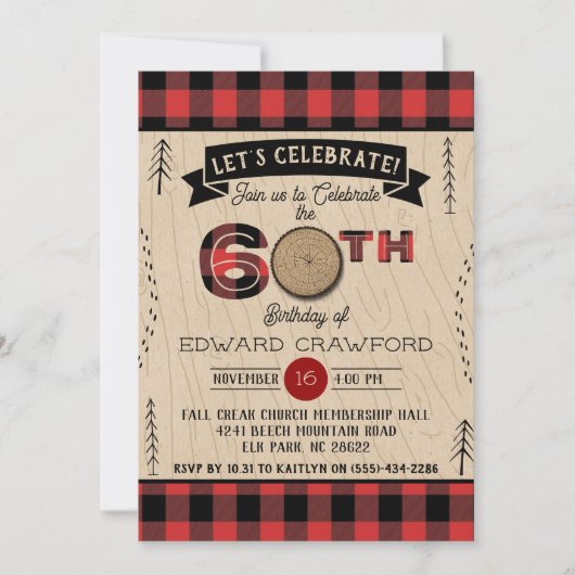 プリッ素朴ドウグジー大人60歳の誕生日パーティー 招待状 (正面)