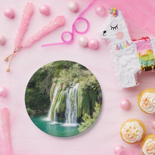 プリツヴィツェ国立公園の滝 – クロアチア ペーパープレート (パーティー)