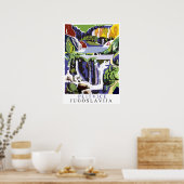 プリツヴィツェ滝、ヴィンテージ旅行ポスター ポスター (キッチン)
