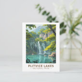 プリツヴィツレイクズナショナルパークトラベルアートヴィンテージ ポストカード (スタンド正面)