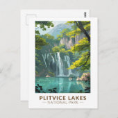 プリツヴィツレイクズナショナルパークトラベルアートヴィンテージ ポストカード (正面/裏面)