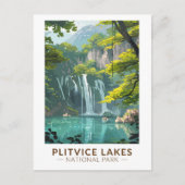 プリツヴィツレイクズナショナルパークトラベルアートヴィンテージ ポストカード (正面)